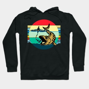 Fish grabbing a fishing lure Hoodie